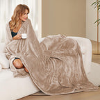 Elektrisch verwarmd deken 72" x 84" volledige maat flanellen stof met 4 verwarmingsniveaus & 10 uur automatische uitschakeling, ademend warm en wasbaar voor zacht en bed - lichtgrijs