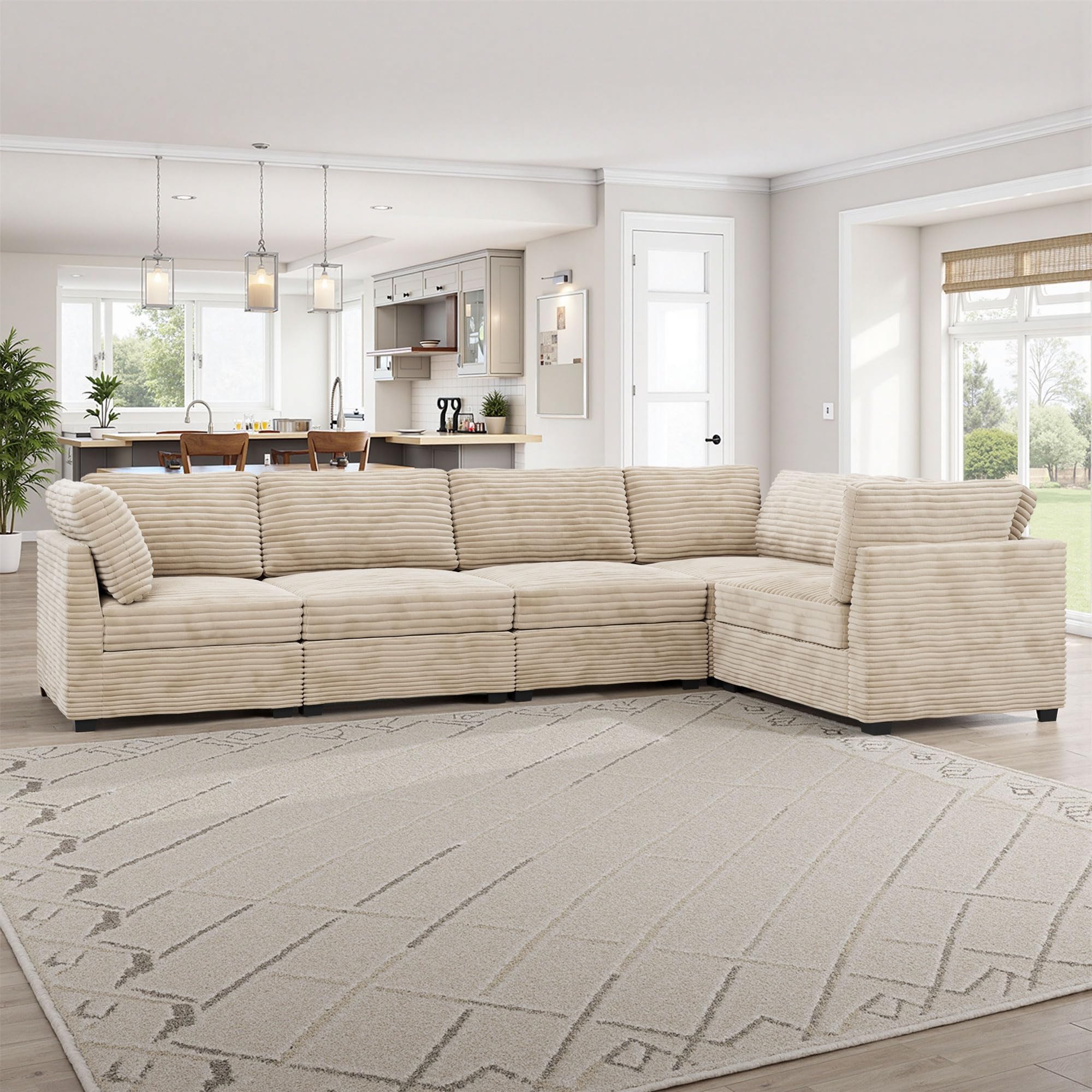 Modular Sectional Sofa,5 Pieces Sectional Couches for Living Room,L Shaped Cloud Couch Chaise Set, Black