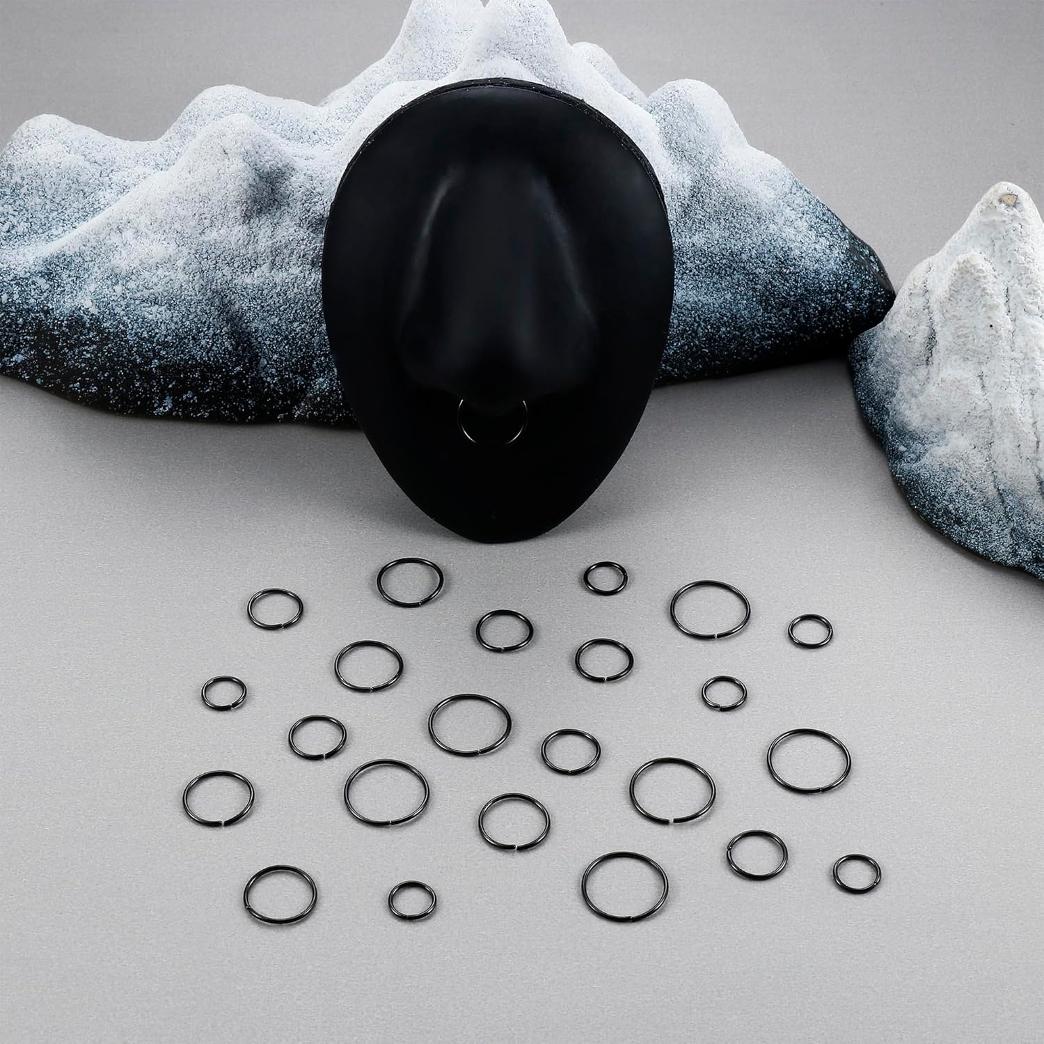 LOYALLOOK 18/24Pcs Hypoallergenic Nose Rings Hoops 316L Surgical Stainless Steel Lightweight Small Piercing Jewelry for Women Men Cartilage Tragus Helix