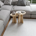 Travertine Efect Round Nesting Coffee Table Set of 2 Modern Coffee Table Small Side Table End Table for Living Room