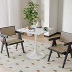 White Square Tulip Table for 2 Person, 24 Inch Small Dining Table with Pedestal Base for Two, Mid Century Modern Tulip Tables for Kitchen, Living Room, Cafe, Coffee, Office, Bistro, Pub, Bar, Wood Top