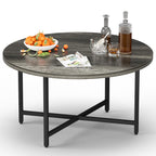 Coffee Table, 23.6" Coffee Tables for Living Room, Round Coffee Table with Metal Frame, Floor Table for Sitting on The Floor, Home, Office, Black