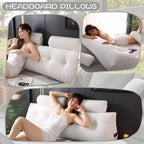 Poduszka klinowa do zagłówka z 2 poduszkami wałkami na szyję Duża poduszka klinowa do zagłówka Poduszka do czytania Miękka i wspierająca z zdejmowanym pokrowcem