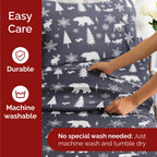 Komplet pościeli King Christmas Tree - Świąteczny wzór Xmas na lnie - Głębokie kieszenie - Dopasowany krój - 4 części - Bez zagnieceń - Wygodna i chłodząca świąteczna pościel zimowa - Łatwa w pielęgnacji - Przyjazna dzieciom