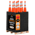 Xpose Safety 28 Inch Orange Slim Line Traffic Cones with 6" & 4" Collars, 24 Pack Multipurpose PVC Plastic Safety Cone for Parking, Soccer, Caution, Kids & Construction - DOT Approved