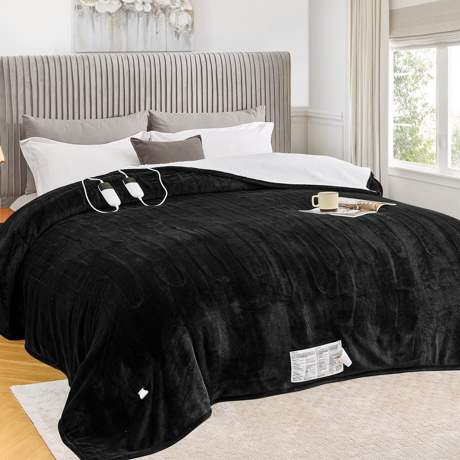 greenoak Heated Blanket Electric Throw 50"X60", Heating Blanket with 10 Heat Levels 1/2/4/6/8 Hours Auto-Off Overheat Protection, Flannel Sherpa Soft Warm Heater, ETL Certified Coral Pink