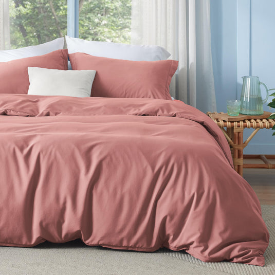 Bedsure Grey Duvet Cover Queen Size - Polyester & Rayon Derived from Bamboo Cooling Queen Duvet Cover Set, 3 Pieces, 1 Zipper Closure Duvet Cover (90"x90") & 2 Pillow Shams, Comforter Sold Separately