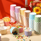 500 Pcs Paper Ice Cream Cups, 8 oz Disposable Dessert Sundae Bowls Frozen Yogurt Twill Snack Soup Hot Cold Food Paper Cups for New Year, Birthday, Wedding, Baby Shower, Party Supplies, Multicolor