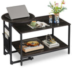 WLIVE Coffee Table, 31.3" and 18.7" Small Coffee Tables for Living Room, Modern Center Table and Side Table Set with Storage Side Pouch for Bedroom, Apartment, Rustic Brown