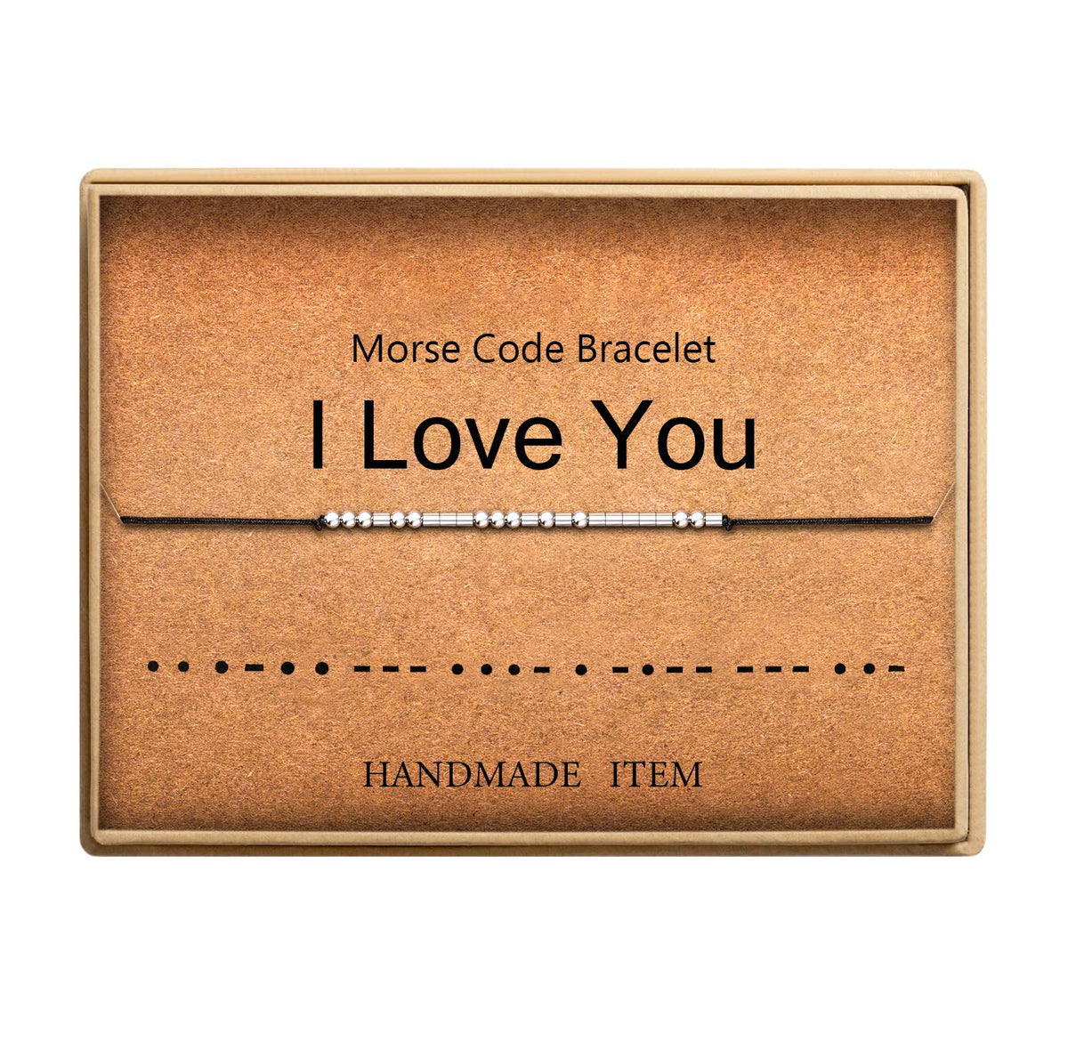 I Love You Morse Code Bracelet Handmade Beads on Silk Cord Bracelet inspirational Gifts for Women Christmas gifts