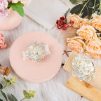 MTLEE 2 Pieces Rhinestone Wrist Corsage Wedding Corsage Wristlet Bracelet Silk Wrist Flower with Peal and Diamond for Wedding Bridesmaid Bridal Shower Prom Party(Silver Ivory)