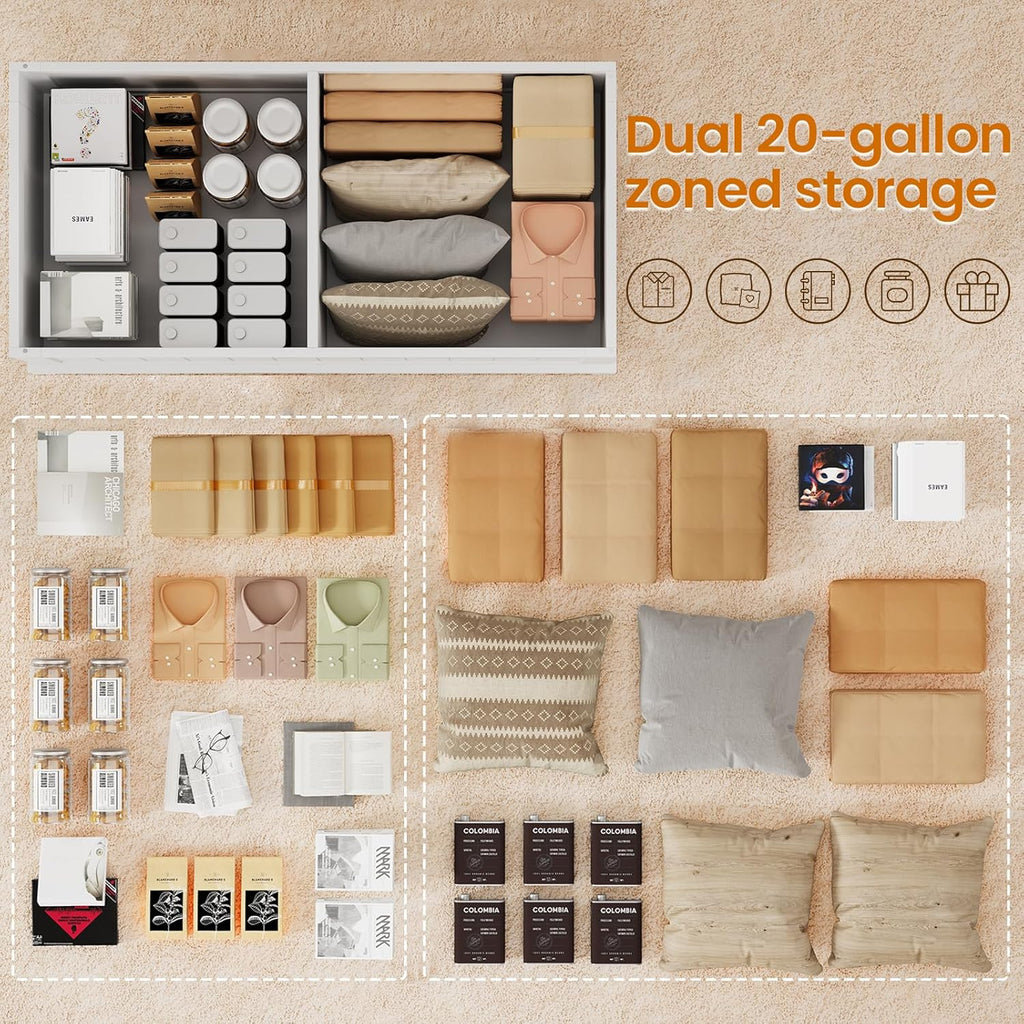 48” Lift Top Coffee Table for Living Room, Coffee Tables with Large Storage & Fence Design, Coffee Table Lifting top for Living Room Rustic Center Table for Home and Office, White