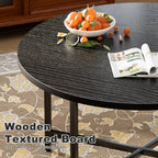 Round Coffee Table, Modern Design Living Room Tables for Indoor & Outdoor, Black Coffee Table for Family & Office Use, Outdoor Coffee Table Round, Large Black (31.5" D x 17.7" H)