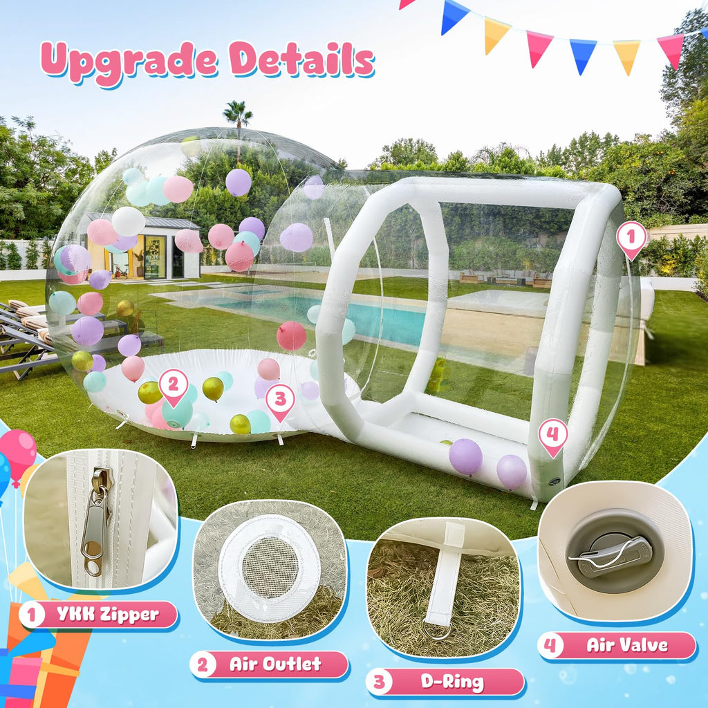 Bubble House aufblasbares PVC-Bubble-Zelt, kommerzielles 10FT Bubble mit UL-Gebläse & Pumpe für Kinder/Erwachsene, Party, Geschlechtsenthüllung, 10FT Durchmesser Bubble, 6FT Tunnel