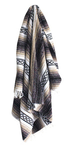Del Mex Classic Mexican Blanket, Large Authentic Woven Falsa Throw (75"x50"), Artisan Southwest Décor for Beach, Yoga, Outdoors (Tan)