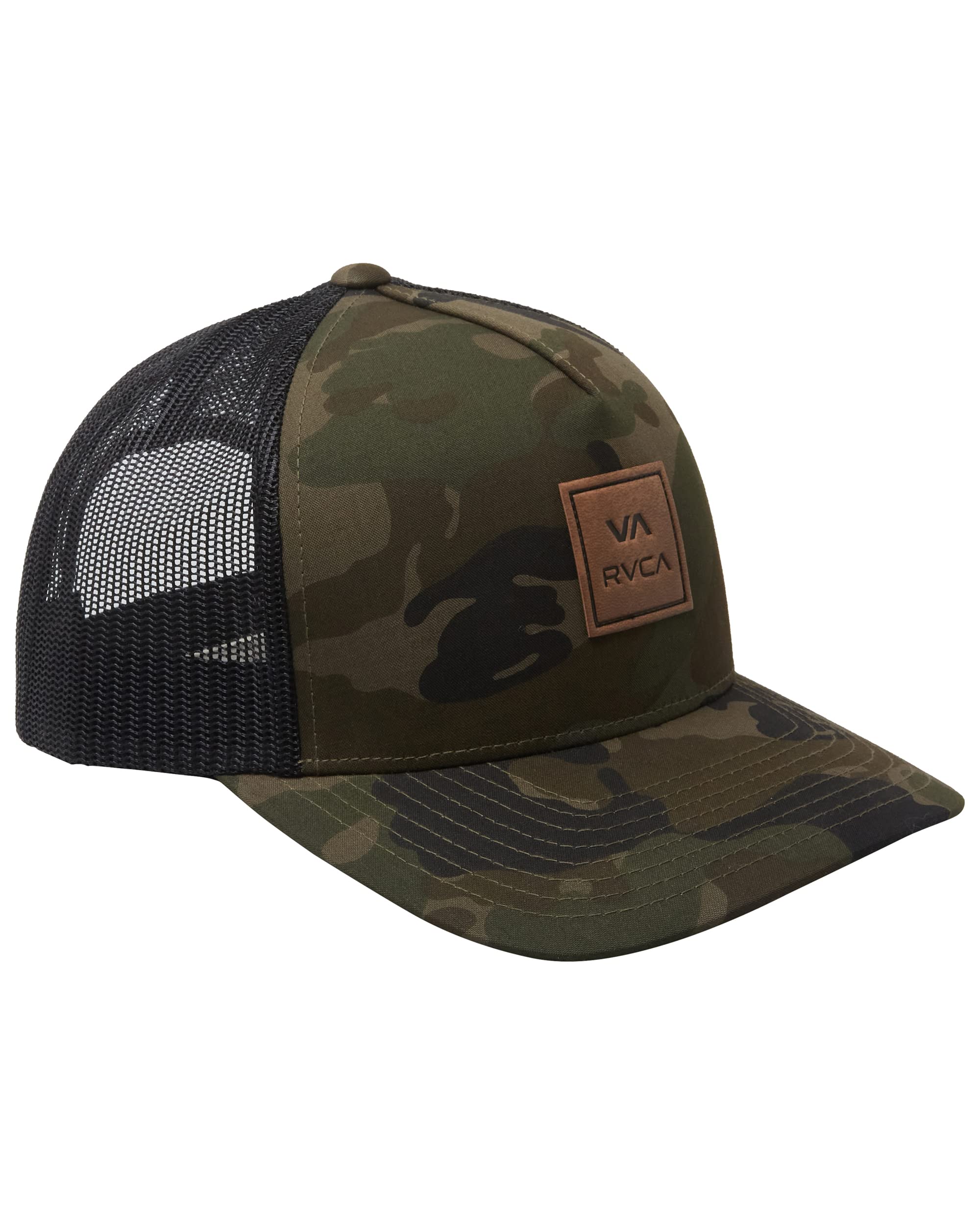 RVCA Men's Adjustable Snapback Brim Hat, Curved Trucker/Camo, One Size