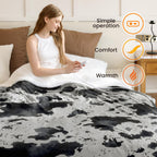 Heated Throw Blanket Electric Blanket - Heating Blanket Throw with 5 Heat Levels & 4 Hours Auto-Off, Cozy Soft Fleece Sherpa Blanket, Washable, Fast Heating, 50 x 60 Inches, Cow Print