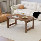 Folding Coffee Table for Living Room - No Assembly Rectangular Foldable Low Table, Japanese Natural Bamboo Wood Coffee Table for Small Space Bedroom, Study, Camping, 31.5" Desktop (Dark Brown)