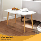 Cookie Coffee Table Low Table with 4 Solid Wood Sturdy Legs, Floor Table Desk for Sitting on The Floor, Storage and Living Room Furniture (White)