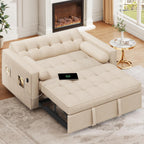 DWVO Convertible Sleeper Sofa Bed: 3-in-1 Loveseat Couch with Pullout Bed, 7-Level Adjustable Backrest, USB Ports, Storage Pockets, Pillows, Modern Lounge Furniture Light Gray