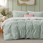 Bedsure Duvet Cover Queen Size - Reversible Floral Duvet Cover Set with Zipper Closure, Green Bedding Set, 3 Pieces, 1 Duvet Cover 90"x90" with 8 Corner Ties and 2 Pillow Shams 20"x26" - Grand Goldman