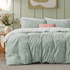 Bedsure Duvet Cover Queen Size - Reversible Floral Duvet Cover Set with Zipper Closure, Green Bedding Set, 3 Pieces, 1 Duvet Cover 90"x90" with 8 Corner Ties and 2 Pillow Shams 20"x26" - Grand Goldman