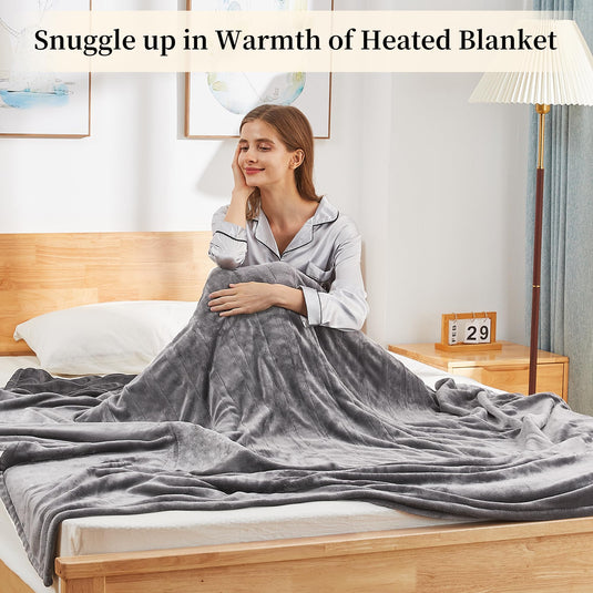 Heated Blanket Electric Blanket Full Size, Super Soft Cozy Upgraded Flannel Heating Blanket with 6 Heating Levels & 1-10 Hours Auto Off, Fast Heating & Overheat Protection, 72" x 84", Dark Gray