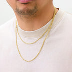 Nuragold 14K Real Yellow Gold Rope Diamond Cut Chain Lightweight Necklace 16"-30" (1.5mm-4mm) Italian Jewelry for Men & Women