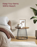 VASAGLE Round Coffee Tables, Set of 2, Modern Circle Side Tables with Steel Frame, for Living Room, Bedroom, Rustic Brown ULCT045K01