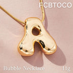 FCBTOCO Initial Halskette für Frauen, Gold Silber Blasenballon Buchstaben Halskette, Zarte Personalisierte Gepolsterte Klobige Namensketten, Trendiger Schmuck Geschenk