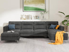 YESHOMY Convertible Sectional Sofa U-Shaped Couch with Soft Modern Cotton Chenille Fabric for Living Room, Oversized Seats with Comfortable Backrest, Gray
