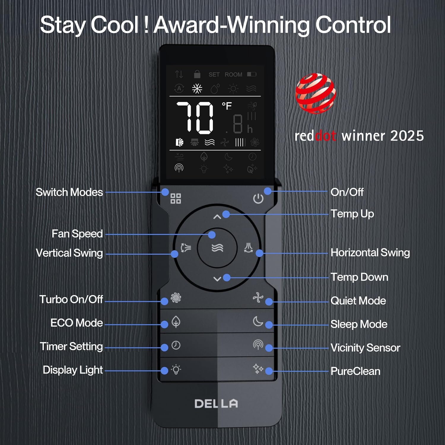 DELLA Vario Series 12000 BTU Mini Split Air Conditioner Work with Alexa with 1 Ton Pre-Charged Heat Pump Ductless Inverter System, 19 SEER2, Cools Up to 550 Sq. Ft,16.4ft Installation Kit Included