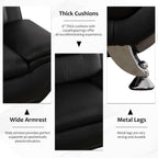 3 Piece Living Room Couch Set, Faux Leather Sofa Set, Modern Sofa Couch Set Living Room Furniture (Sofa+Loveseat+Chair, Black)