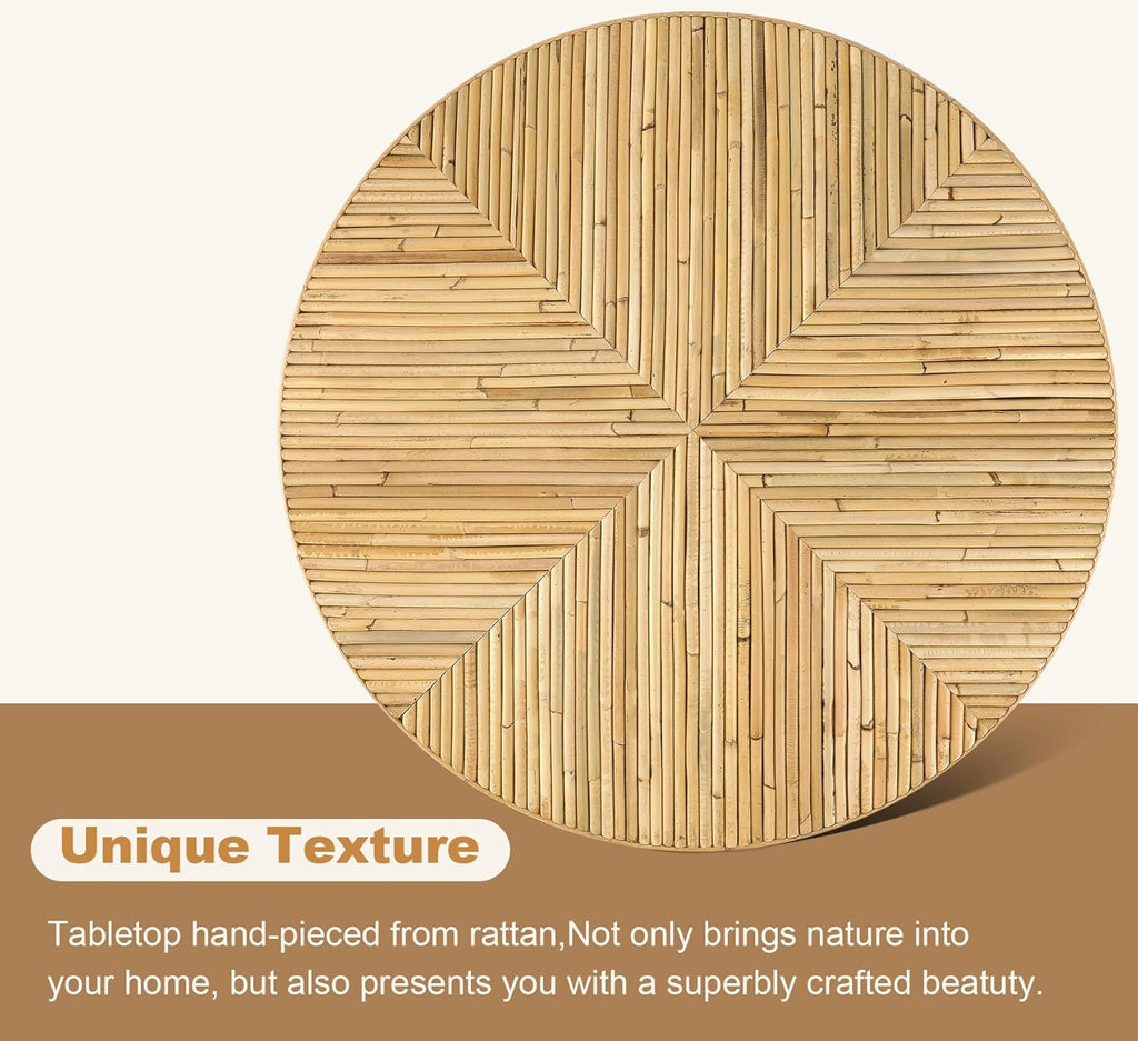 ZYBT 27.6 Inches Round Coffee Table, Tambour Design Coffee Tables, Farmhouse Fluted Design Center Accent Cocktail Tea Table for Home