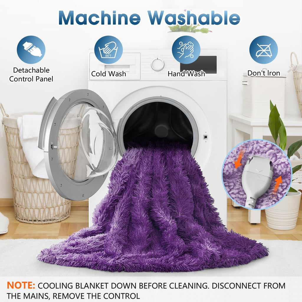 Elektrische Heizdecke mit Kunstpelz, Größe mit flauschigem Sherpa-Rücken, wärmende Plüschdecke Geschenk, weiche Heizdecken mit 10 Wärmeeinstellungen, 5 Zeiteinstellungen, ETL 50"x60", Anthrazitgrau