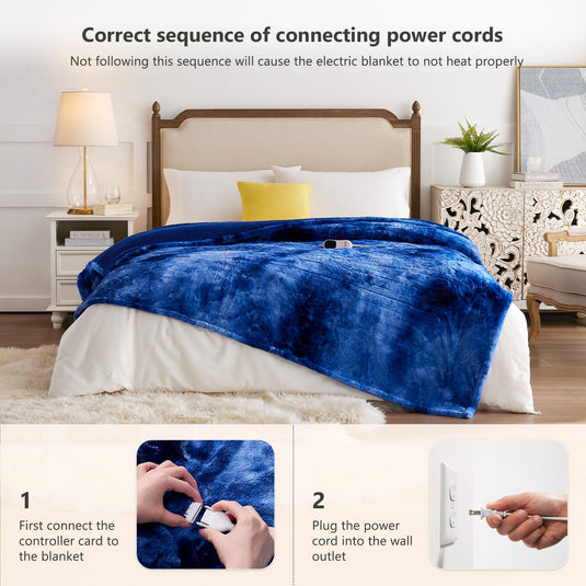 Homemate Heated Blanket Electric Throw - 50x60 Heating Blanket Throw 5 Gears Auto-Off 10 Heat Levels Heat Blanket Over-Heat Protection Luxury Faux Fur Sherpa Heater Blanket Electric ETL Certification