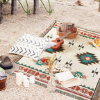 Touchat Native American Blanket Western Decor Boho Throw Blanket for Sofa, Mexican Decorative Farmhouse Blanket, Southwest Decor Woven Blankets, Aztec Throw Blankets with Tassel(Beige,50×60 inch)