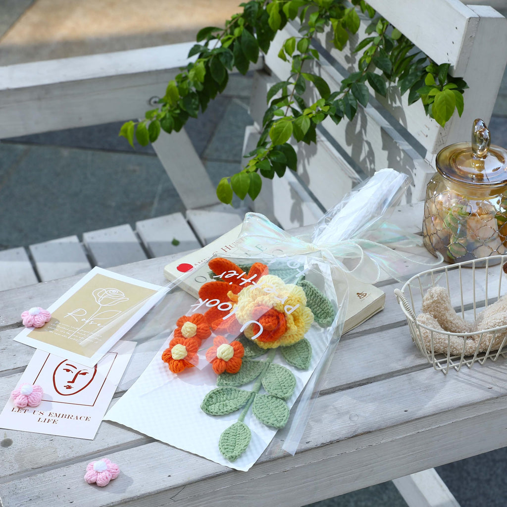 Crochet Flower Pot Forget-me-not Pink Thank You Crochet Gifts for Women Coworker Graduation & Mother's Day Gift Pink Crochet Potted Flower for Women Teacher| Handmade Knitted Potted Plant