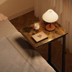 Vagusicc C Shaped End Table, 33" Tall Couch Table Adjustable Height Side Table, Sofa Table That Slide Under, C Table End Table TV Tray Coffee Arm Table for Living Room, Bedroom, Small Spaces, Brown