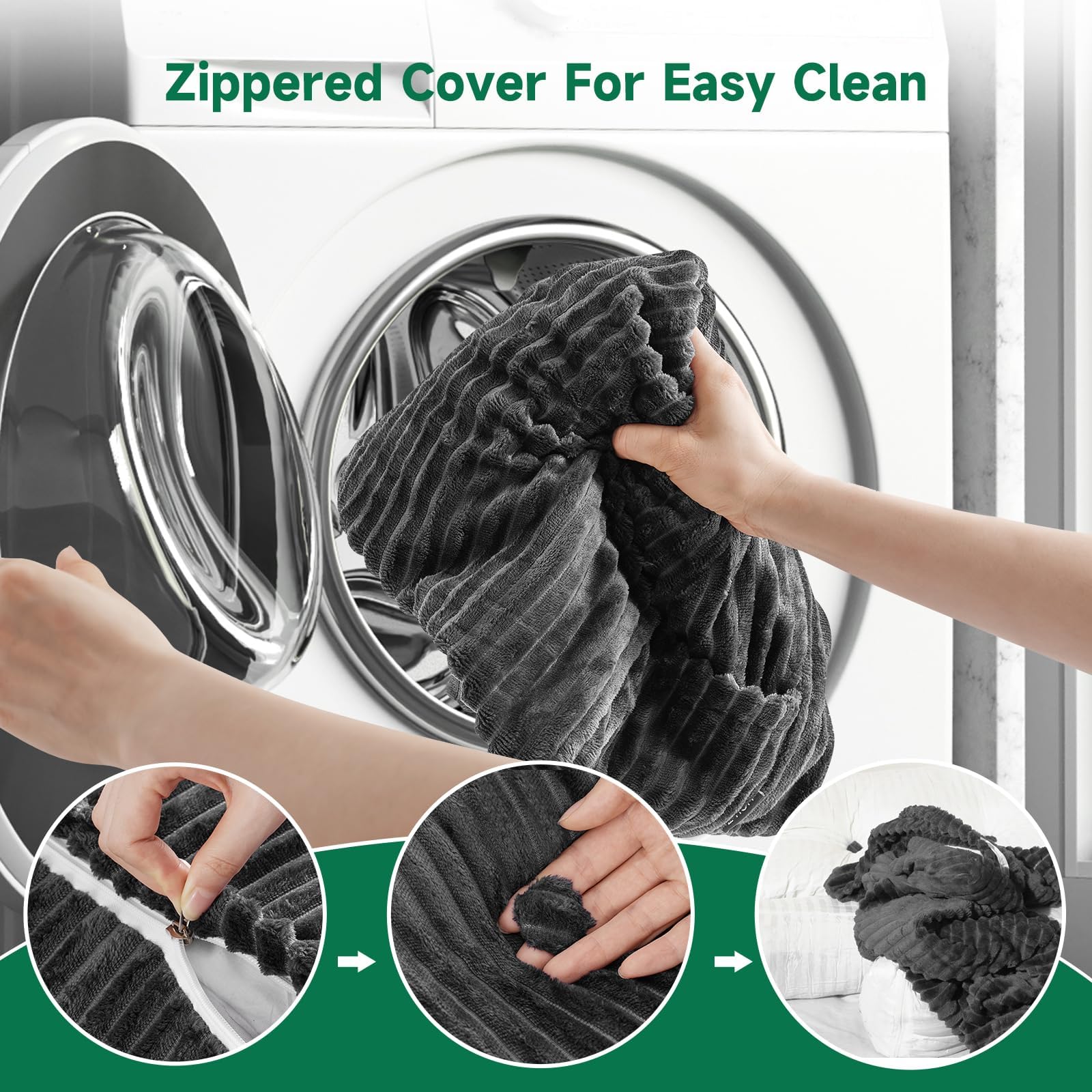 Z-hom Queen Pillow Headboard with 2 Roll Pillow, Triangular Wedge Headboard Pillow, Large Reading Pillow Bed Reading Pillow for Bed Sitting Up Sleeping, Backrest Pillow for Back Pain Relief, Grey