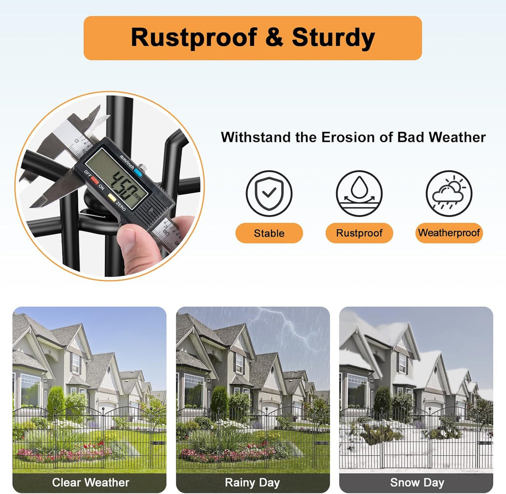 Decorative Garden Fence Animal Barrier with Gate 40 in(H)×27.6 Ft(L) 12 Panels, Dog Rabbit Fencing Arched Rustproof Metal No Dig Pet Outdoor Garden Fence for Yard, Patio, Flower Bed