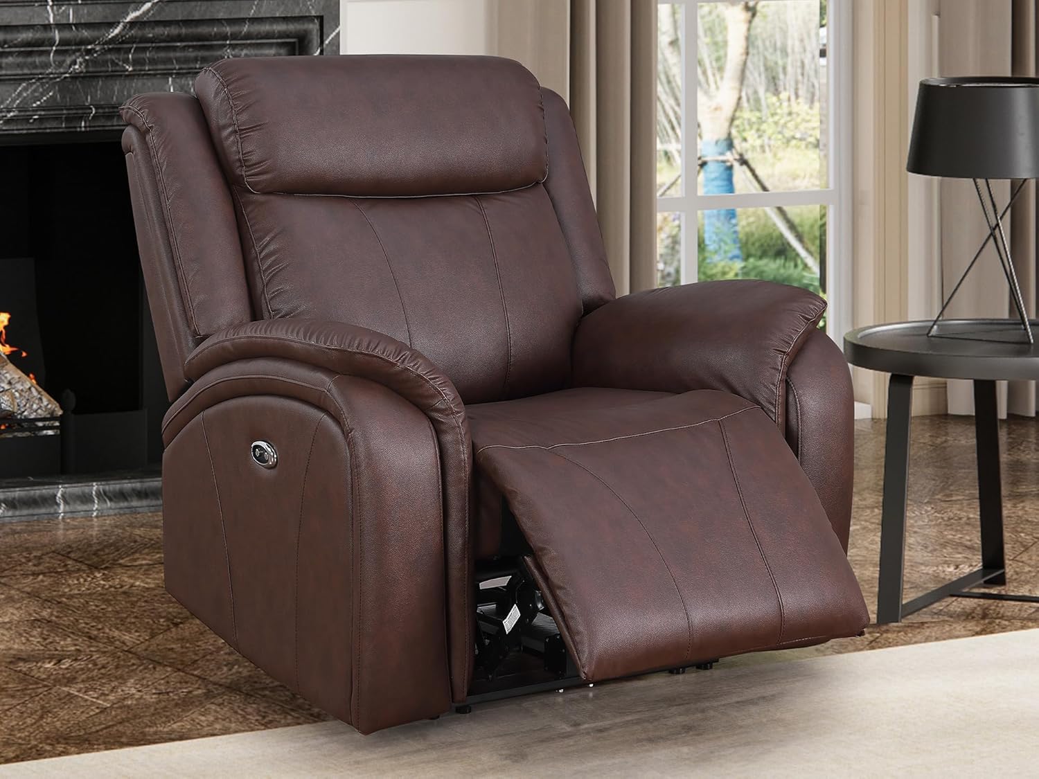 Power Recliner Sofa Set, 3 Piece Reclining Couch for Living Room, Brown Leather Home Theater Seating Recliner Couch Set with Storage and Cup Holders