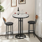 HOOBRO Bar Table, 23.6-Inch Round Pub Table, Frosted Glass Cocktail Table with Sturdy Iron Frame & Adjustable Feet, Modern Minimalist Small Coffee for Home Bar, Kitchen, Living Room, Black BK96BT01