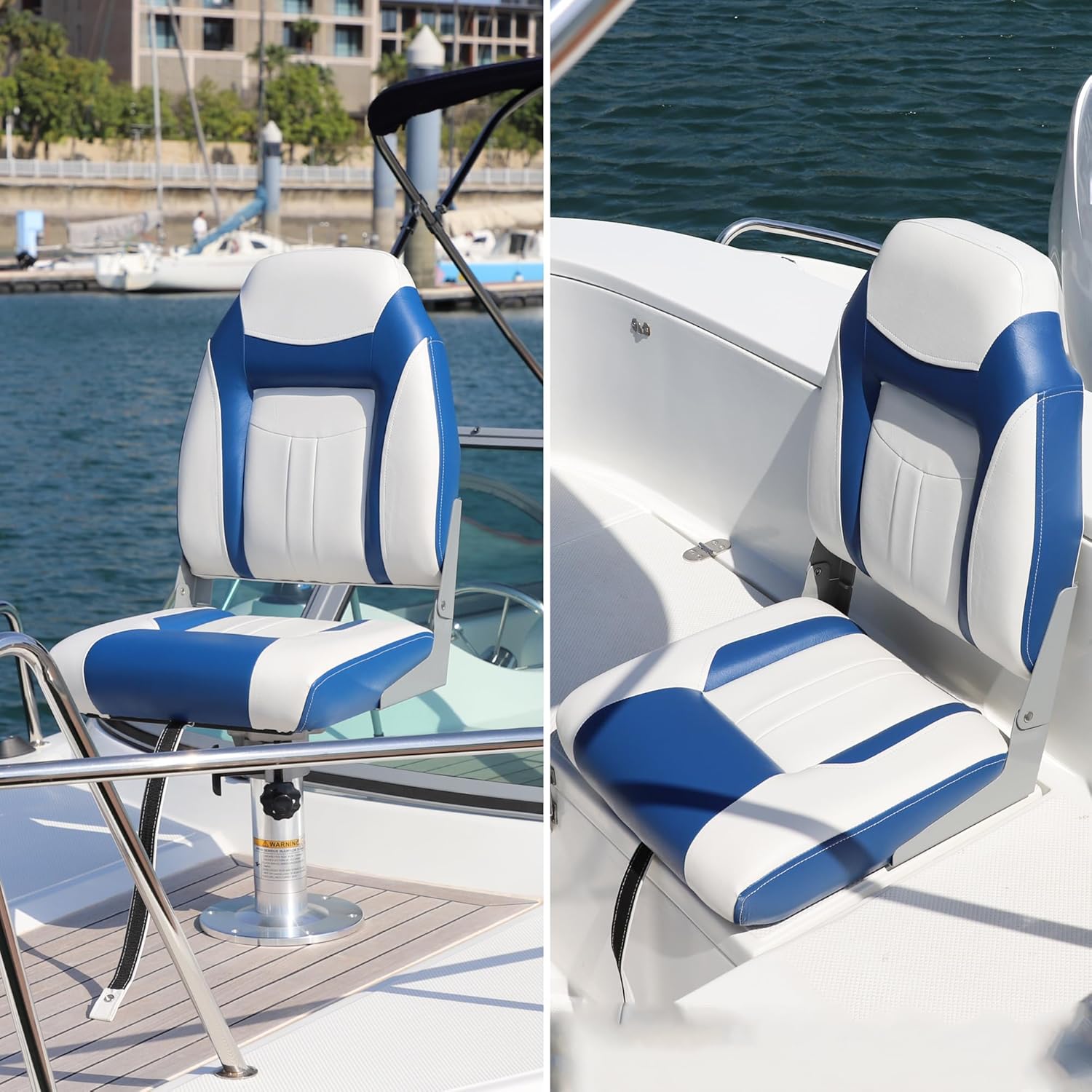 NORTHCAPTAIN S1 Deluxe A Pair of Marine High Back Folding Fishing Boat Seat,Stainless Steel Screws Included