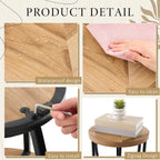 Round Coffee Table, 2-Tier Circle Wood Coffee Table with Storage Shelves, Modern Industrial Wooden Accent Center Sofa Side for Living Room, Home Office(19.7'' Dia X 17.7 H)