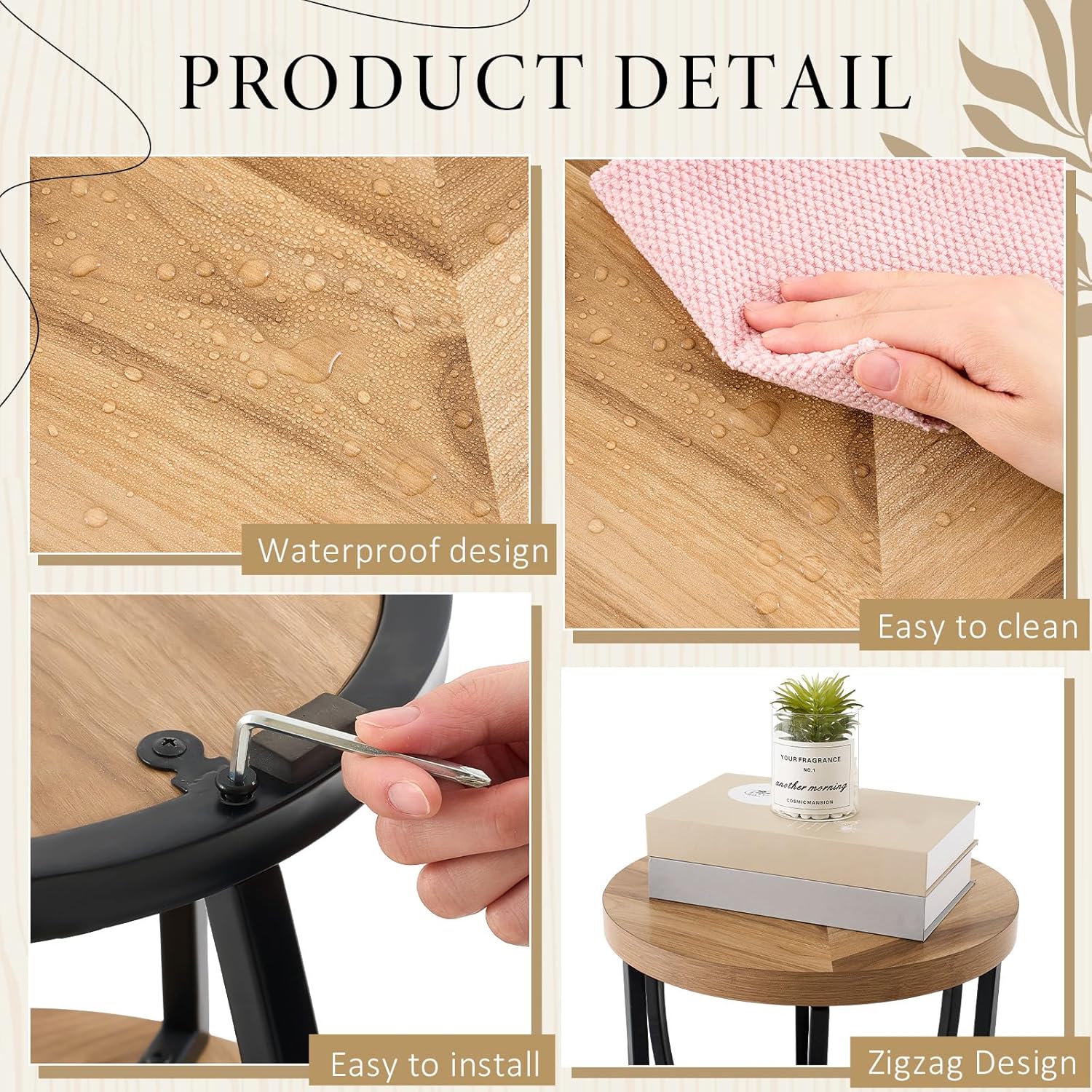 Round Coffee Table, 2-Tier Circle Wood Coffee Table with Storage Shelves, Modern Industrial Wooden Accent Center Sofa Side for Living Room, Home Office(19.7'' Dia X 17.7 H)