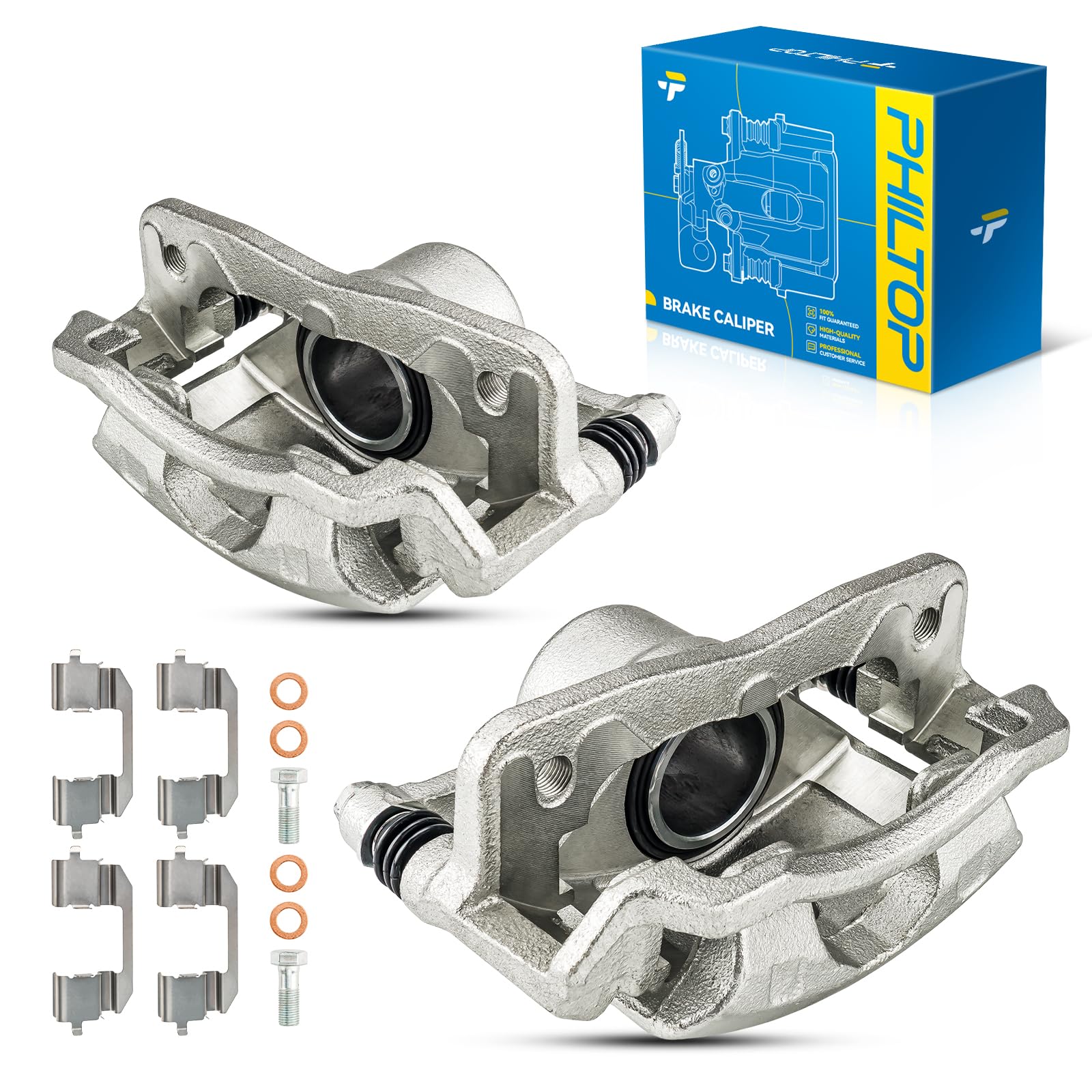 PHILTOP 18B5046 18B5047 Rear Disc Brake Caliper Assembly Fit for 2007-2017 Jeep Wrangler, 2008-2012 Jeep Liberty, 2007-2011 Dodge Nitro, 2018 Jeep Wrangler JK