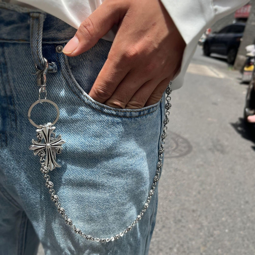 Pants Chain for Men Women,Biker Cross Chain Wallet,Cool Punk Trousers Pocket Belt Key Chains for Hip Hop Rock Jeans (cross) - Grand Goldman