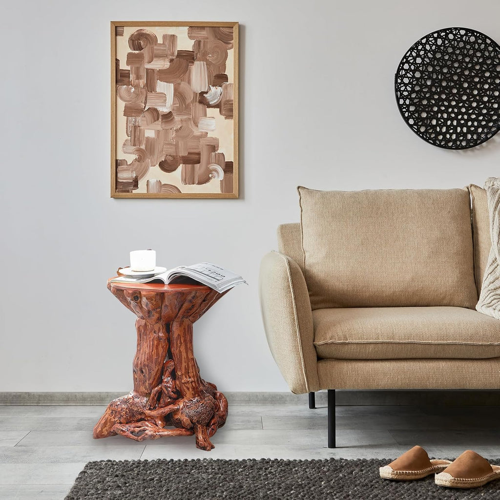 Aotea Crafts Rustic Azalea Tree Stump/Root End Table | Unique Wood Root Log Side Table | Reclaimed Primitive Round Natural Live Edge Coffee Table/Stool | Log Cabin Home Decor Furniture