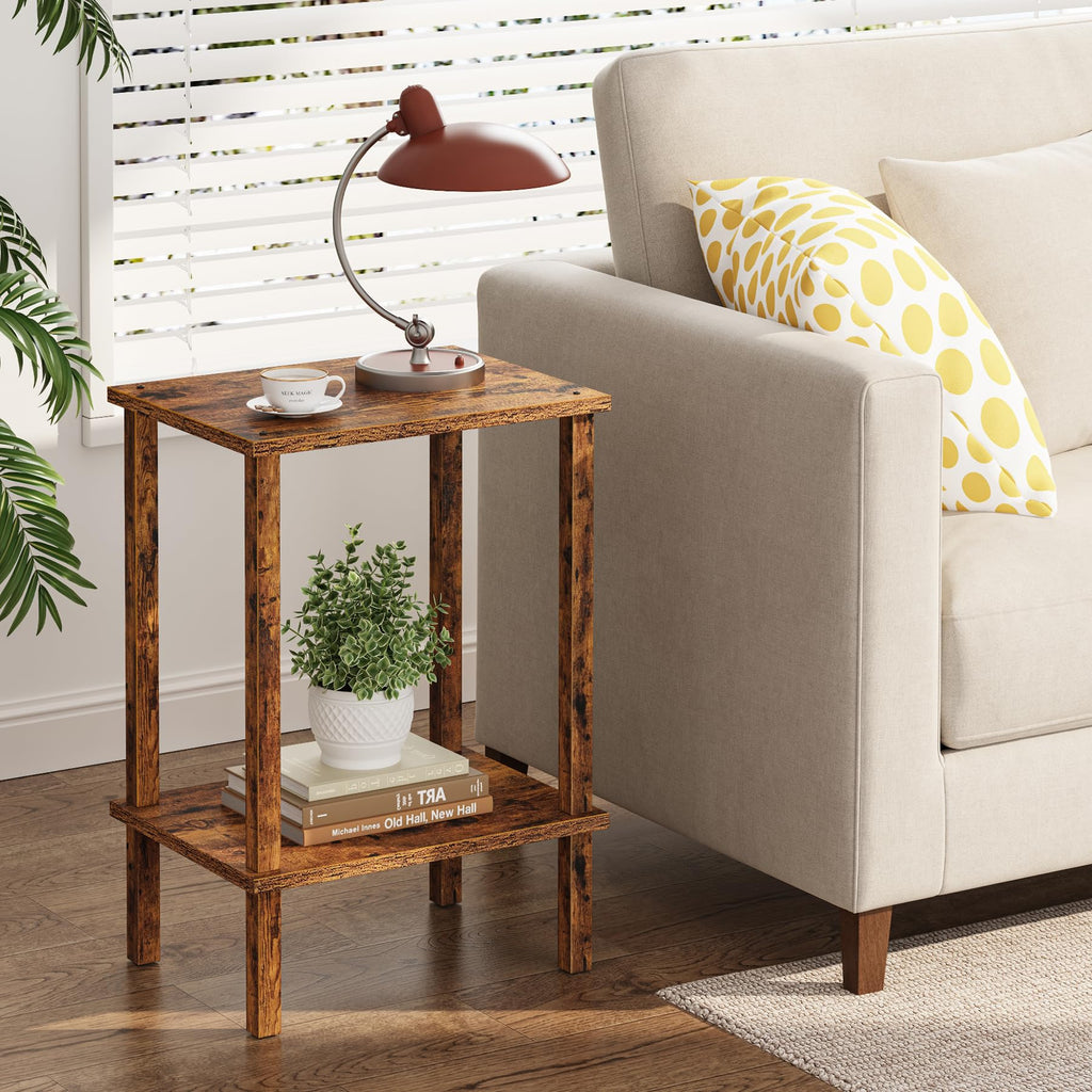 TUTOTAK End Table, Set of 2, Side Table, Nightstand, 2-Tier Storage Shelf, Sofa Table for Small Space, Living Room, Bed Room TB01BB035